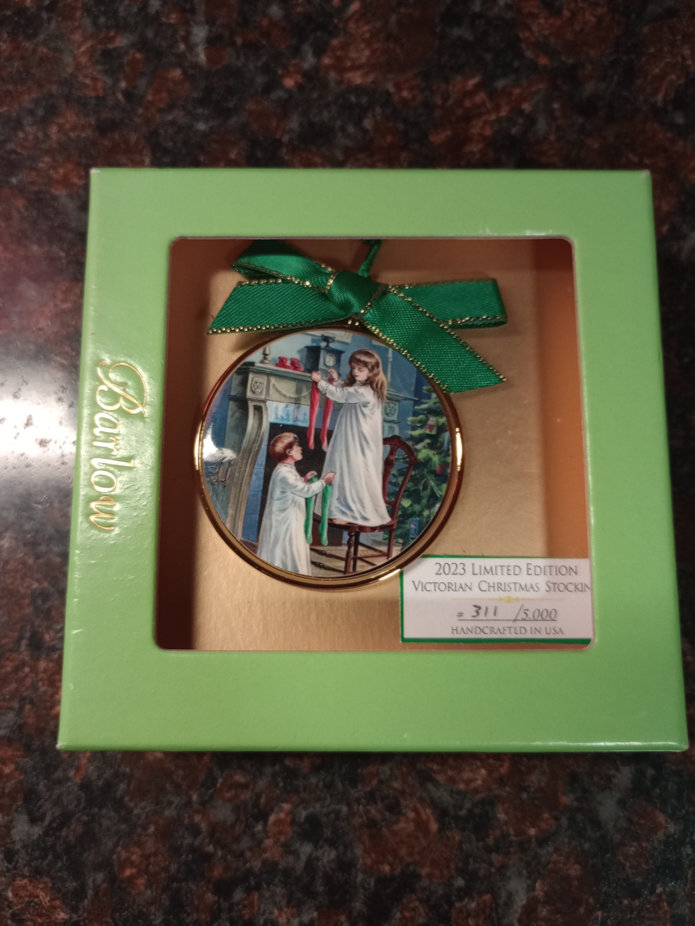 Barlow Victorian Christmas Stocking Ornament - Limited Edition Night Before Chri